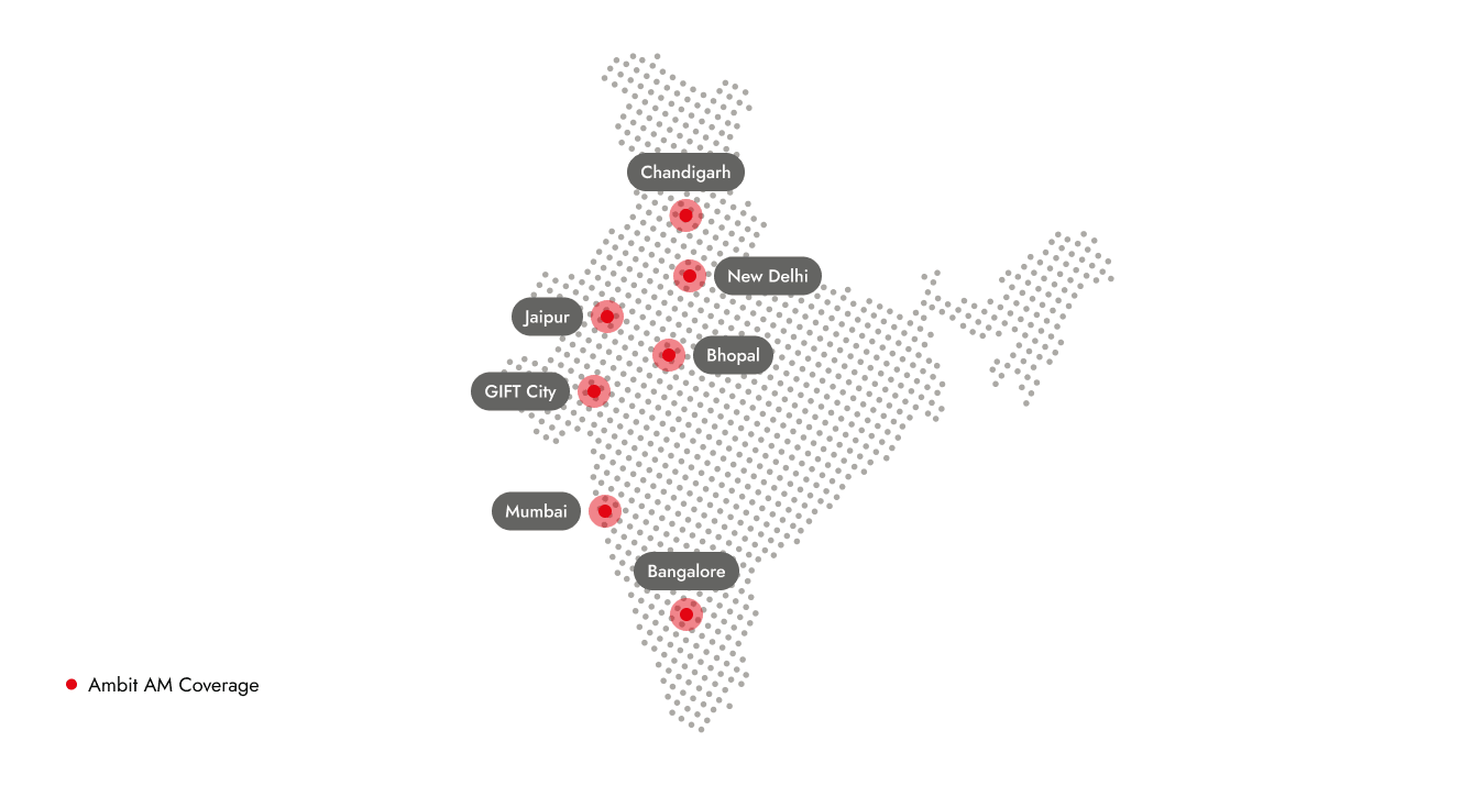 Map showing Asset Management's business presence within India